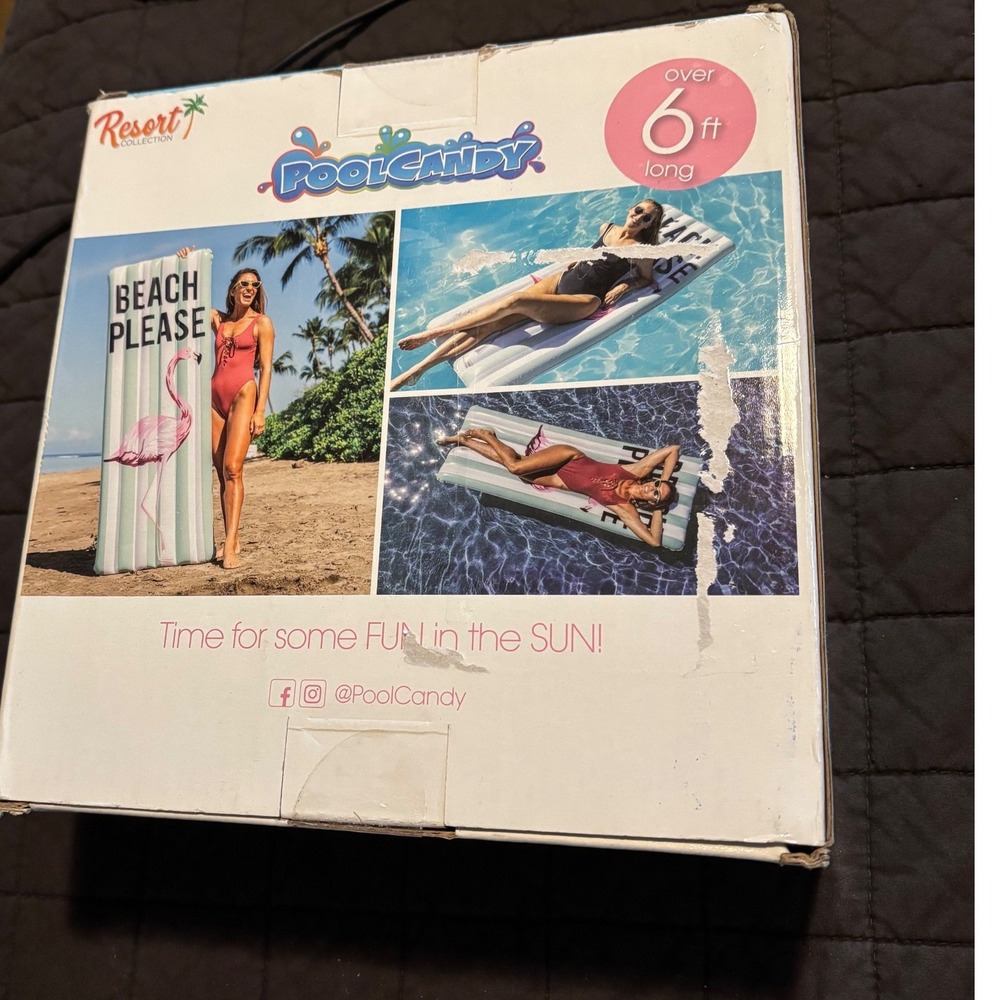 PoolCandy Deluxe Flamingo Beach Please 6ft Inflatable Pool Raft Float New - Picture 2 of 2